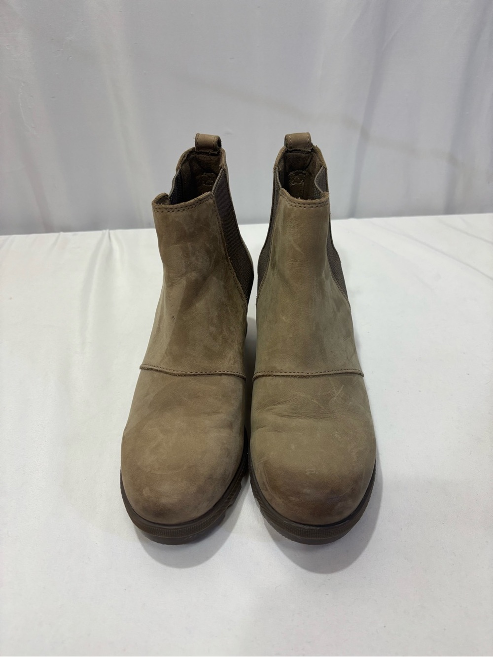 Sorel Boots Size 8 Womens Ash Brown Joan Of Arctic Wedge II Leather Chelsea